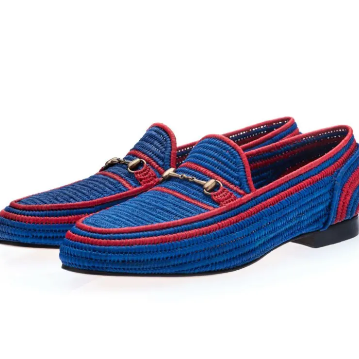 Cheap Superglamourous Jadida Rafia Loafers Blue