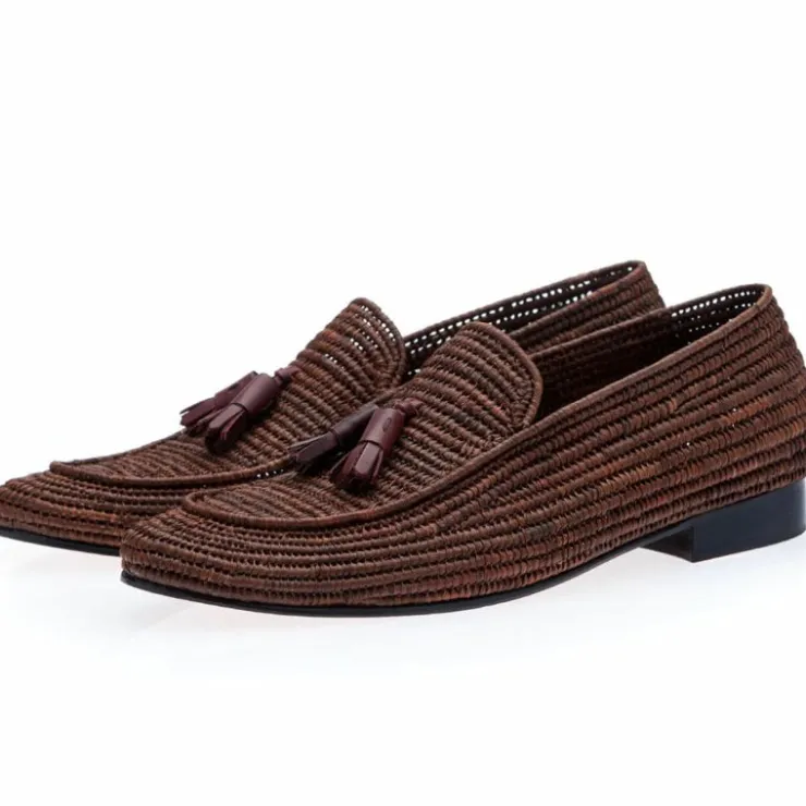 Cheap Superglamourous Melilla Rafia Loafers Brown