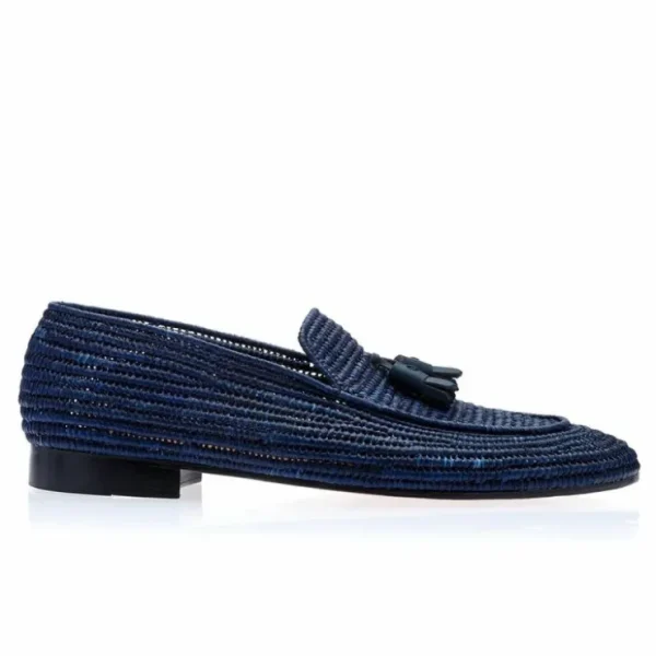 Clearance Superglamourous Melilla Rafia Loafers Navy