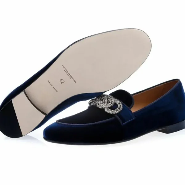 Outlet Superglamourous Morosino Velour Slippers Navy