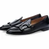 Discount Superglamourous Tangerine 7 Brushed Belgian Loafers Black