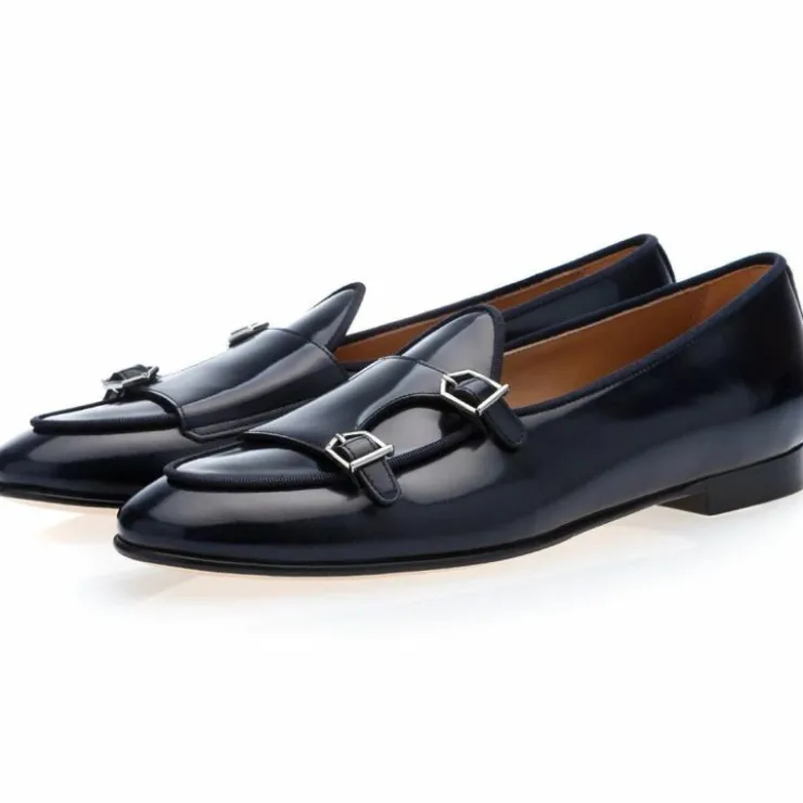 Store Superglamourous Tangerine 7 Brushed Belgian Loafers Navy