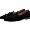 New Superglamourous Tangerine 7 Velour Belgian Loafers Black