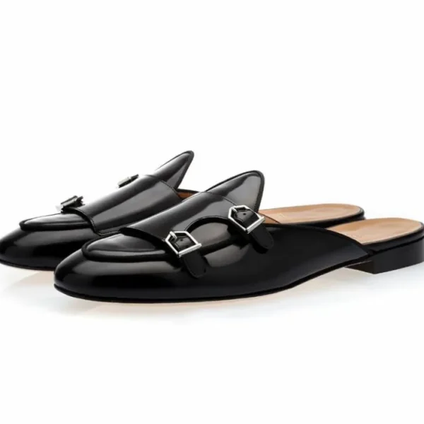 Hot Superglamourous Tangerine 7 Brushed Mules Black