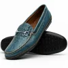 Shop T.B. Phelps TB Phelps Croco Horsebit Driver Navy