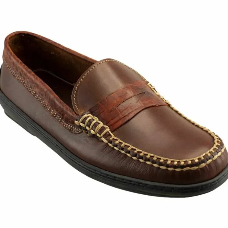 Hot T.B. Phelps TB Phelps Key West Combo Penny Loafers Briar Waxy Sport Rust Croco BriarWaxySportRustCroco