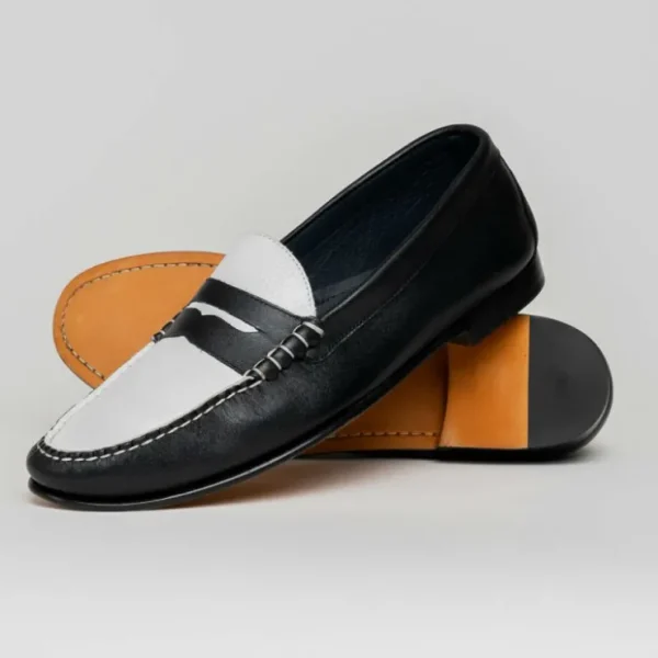 New T.B. Phelps TB Phelps The Shag Loafers Black / White