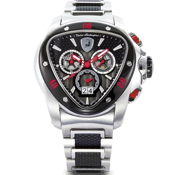 Clearance Tonino Lamborghini Spyder 1114 Stainless Steel Bracelet Watch Black/Red