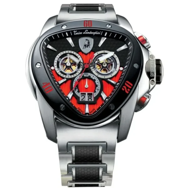 Best Tonino Lamborghini Spyder 1115 Stainless Steel Chronographic Watch Black/Red