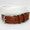 Hot Torino Leather Italian Woven Cotton Elastic Belt - white