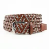 Cheap Torino Leather Big & Tall Italian Braided Leather Linen Elastic Belt Cognac Taupe CognacTaupe