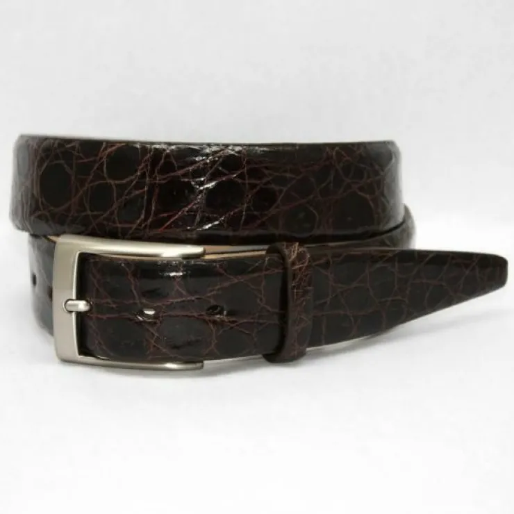 Shop Torino Leather Big & Tall Glazed South American Caiman Crocodile Belt - brown