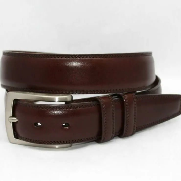 Outlet Torino Leather Big & Tall Burnished Veal Belt - cognac