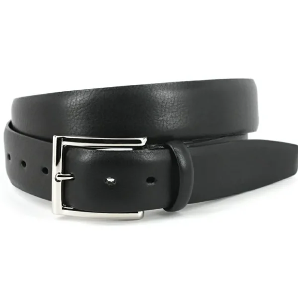 Hot Torino Leather Big & Tall Italian Glazed Milled Calfskin Belt Black Cognac BlackCognac