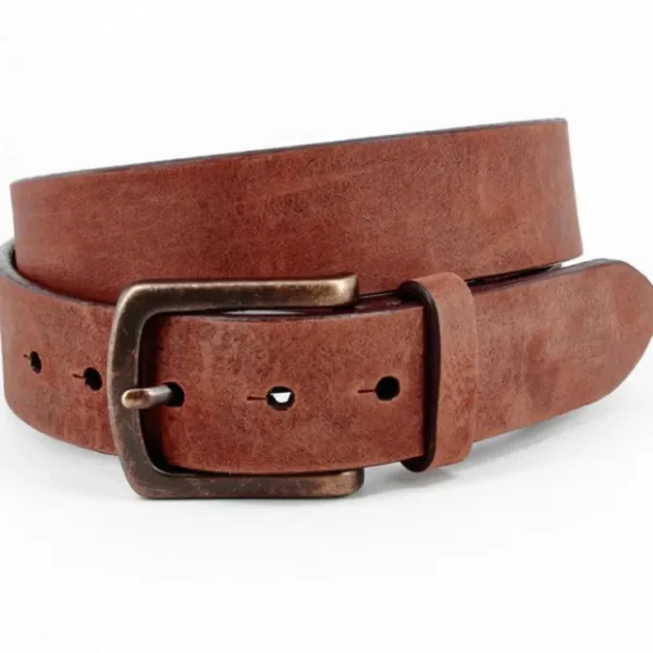 Best Torino Leather Burnished Nubuck Calfskin Casual Belt Bourbon