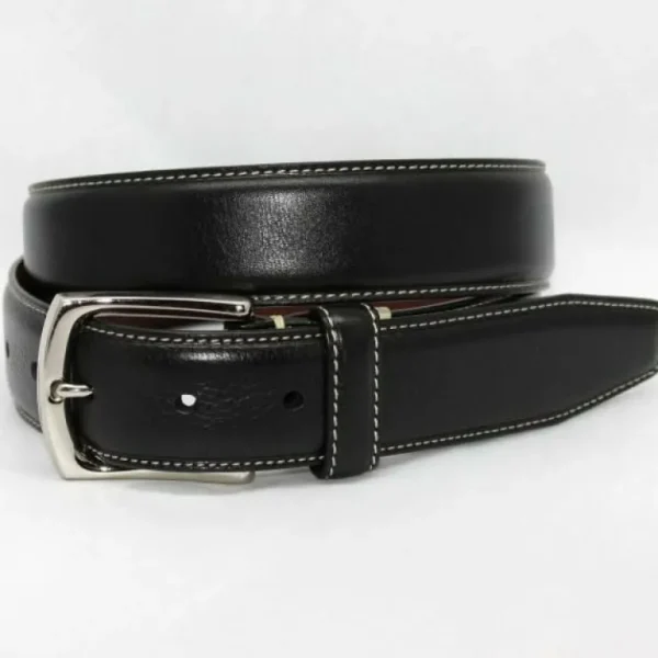 Cheap Torino Leather Burnished Tumbled Glove Belt - black