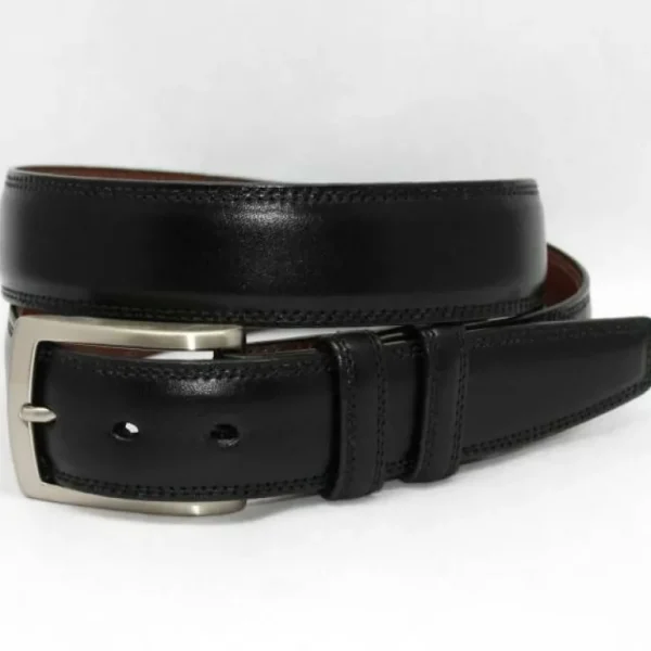 Flash Sale Torino Leather Burnished Veal Belt - black