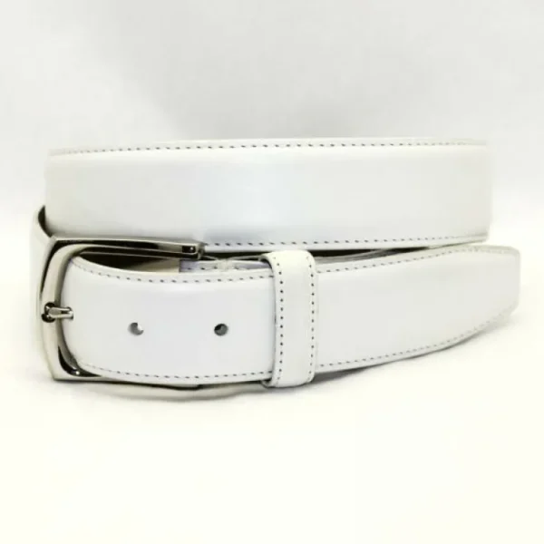 Online Torino Leather Burnished Tumbled Glove Belt - white