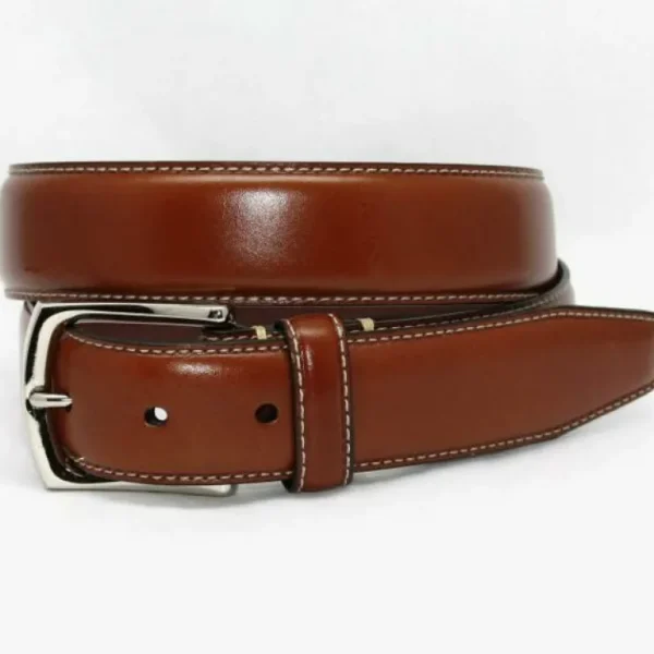 Sale Torino Leather Burnished Tumbled Glove Belt - Luggage Brown