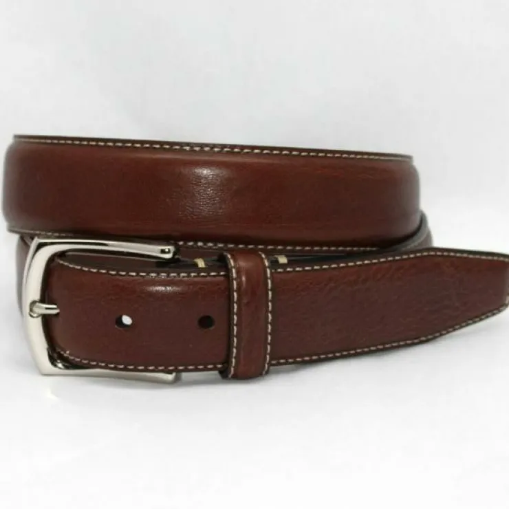 Sale Torino Leather Burnished Tumbled Glove Belt - brown