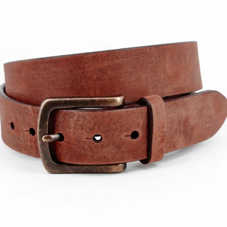 Flash Sale Torino Leather Burnished Nubuck Calfskin Casual Belt Bourbon