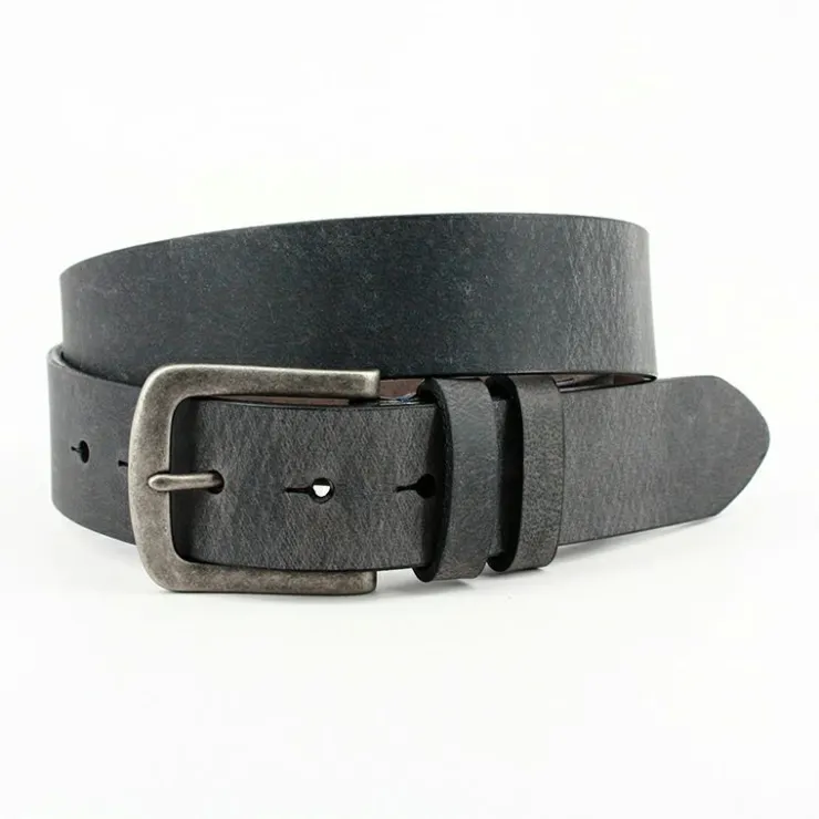 Sale Torino Leather Distressed Waxed Harness Leather Belt Charcoal