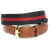 Fashion Torino Leather European Ribbed Stripe Surcingle Belt Navy Red NavyRed