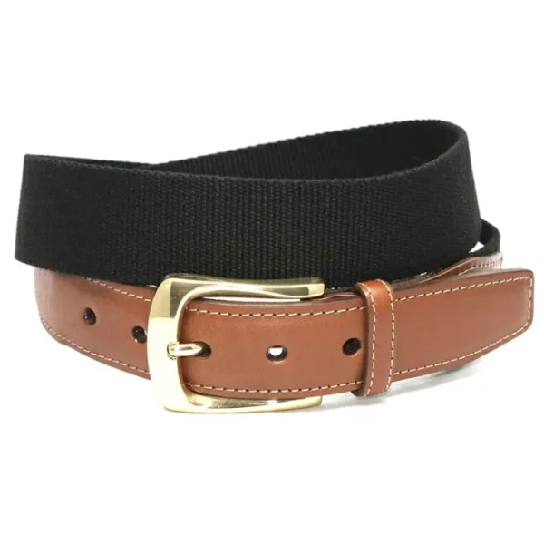 New Torino Leather European Ribbed Surcingle Belt Black