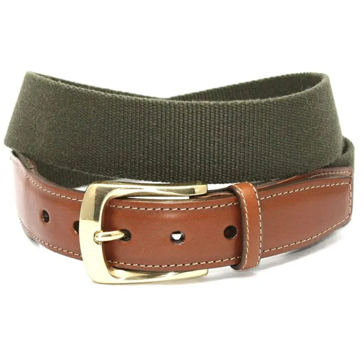 Best Sale Torino Leather European Ribbed Surcingle Belt Olive