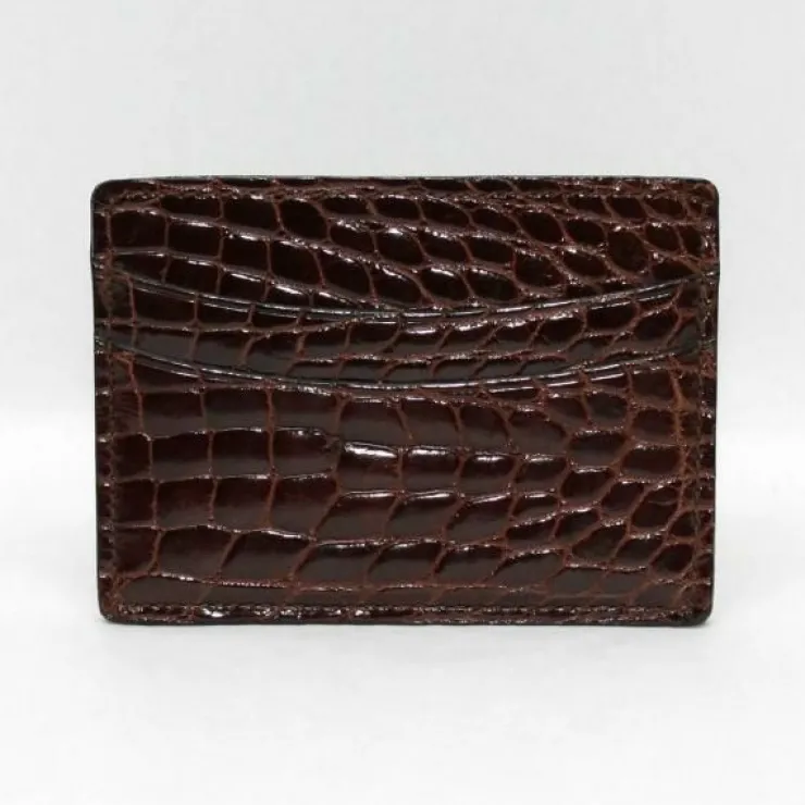 Flash Sale Torino Leather Genuine Alligator Card Case - brown