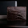 Flash Sale Torino Leather Genuine Alligator Card Case - brown