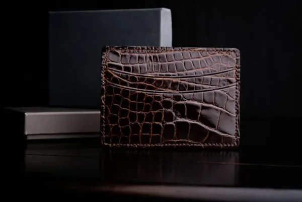 Flash Sale Torino Leather Genuine Alligator Card Case - brown