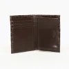 Online Torino Leather Genuine Alligator Gusseted Card Case - brown