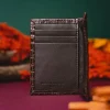 Online Torino Leather Genuine Alligator Gusseted Card Case - brown