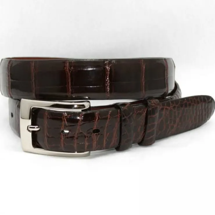 Best Sale Torino Leather Genuine American Alligator Belt - brown