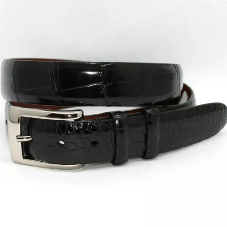 Shop Torino Leather Genuine American Alligator Belt - black