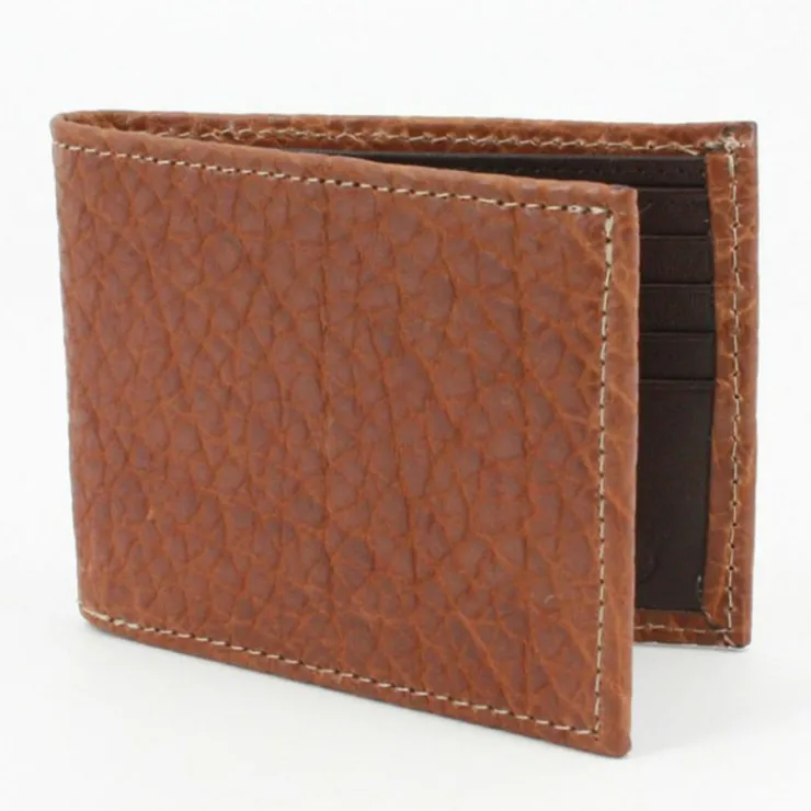 Fashion Torino Leather Genuine Bison Leather Billfold Wallet Cognac