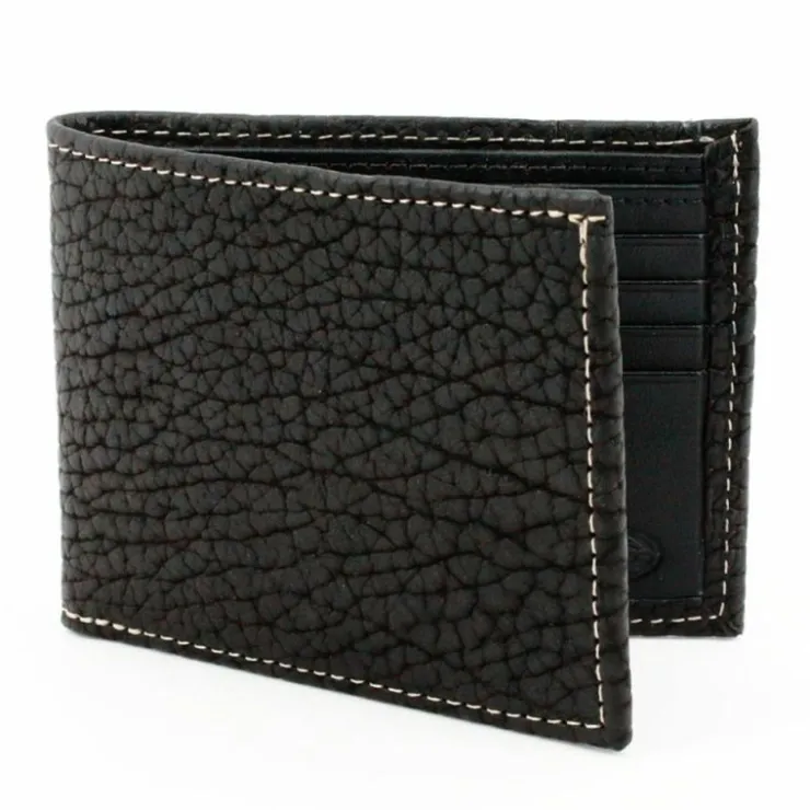 Fashion Torino Leather Genuine Bison Leather Billfold Wallet Black