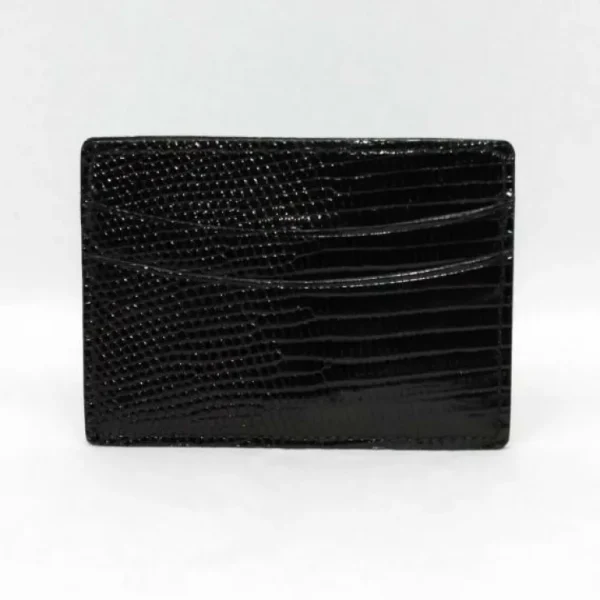 Best Sale Torino Leather Genuine Lizard Card Case - black