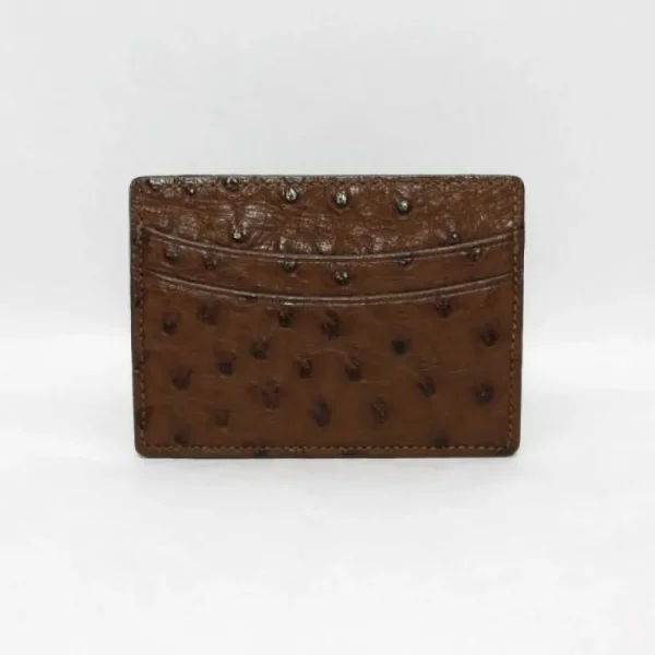 Best Sale Torino Leather Genuine Ostrich Card Case - brown