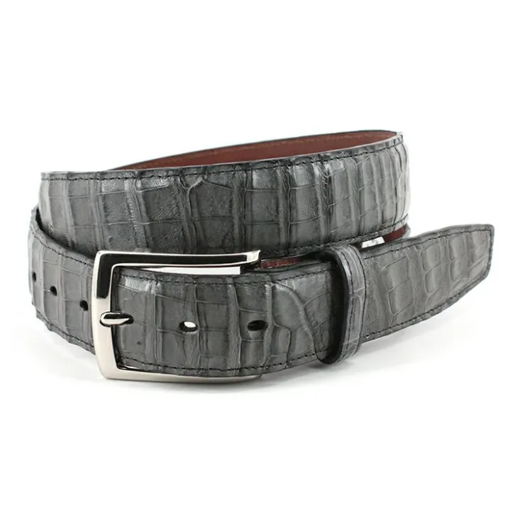 Store Torino Leather Genuine South American Caiman Belt Grey