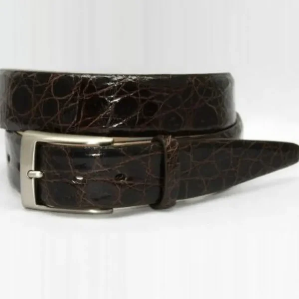 Discount Torino Leather Glazed South American Caiman Croc Belt - brown