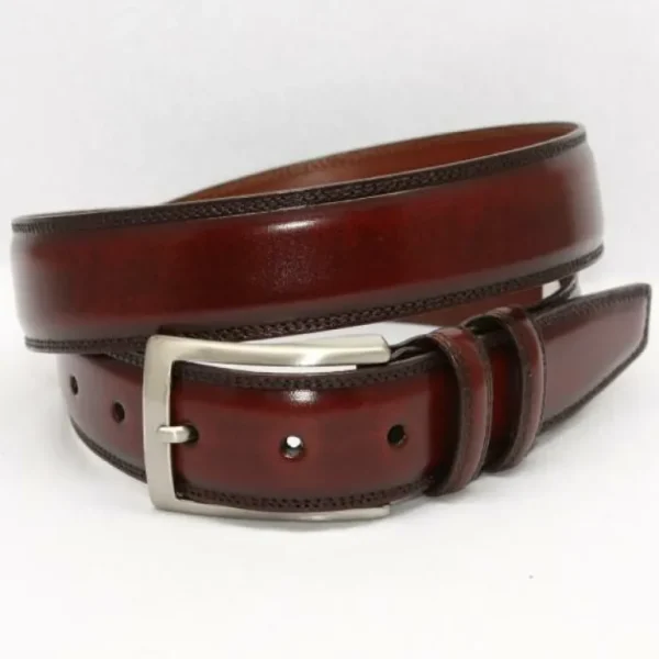 Store Torino Leather Hand Stained Italian Calf Belt - tan