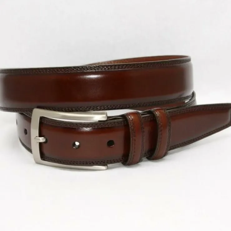 Best Sale Torino Leather Hand Stained Italian Calf Belt - brown