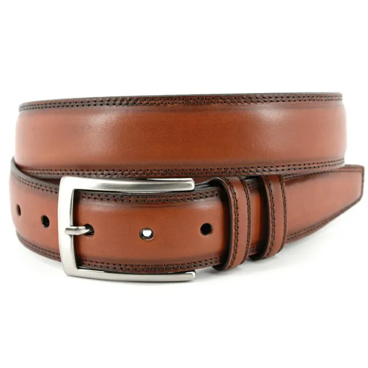 New Torino Leather Hand Stained Italian Kipskin Belt Walnut