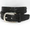 Store Torino Leather Hornback Crocodile Belt Nickel Buckle - black