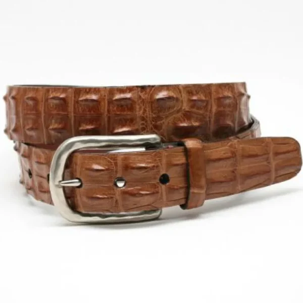 Cheap Torino Leather Hornback Crocodile Belt Tan