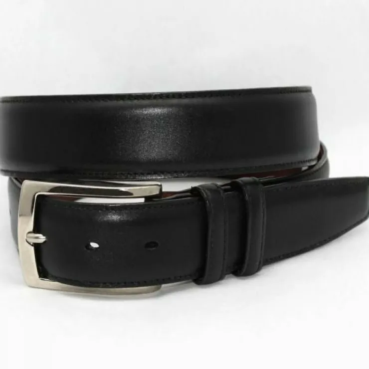 Cheap Torino Leather Italian Burnished Calf Belt - black