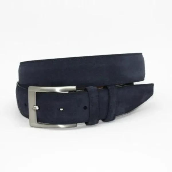 Flash Sale Torino Leather Italian Calf Suede Belt Navy