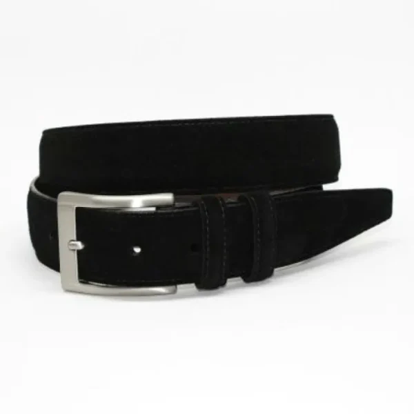 Online Torino Leather Italian Calf Suede Belt Black